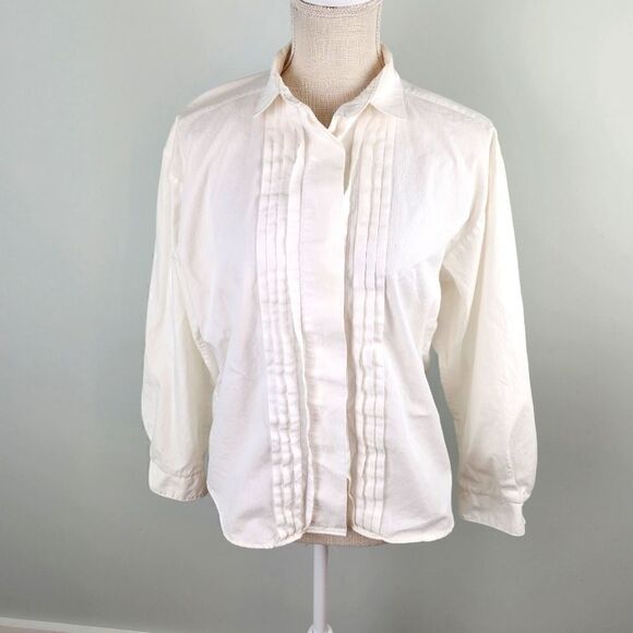 Carmichael And Jones Women’s Long Sleeve Ruffle Hidden Button Top Size Small - Picture 1 of 7